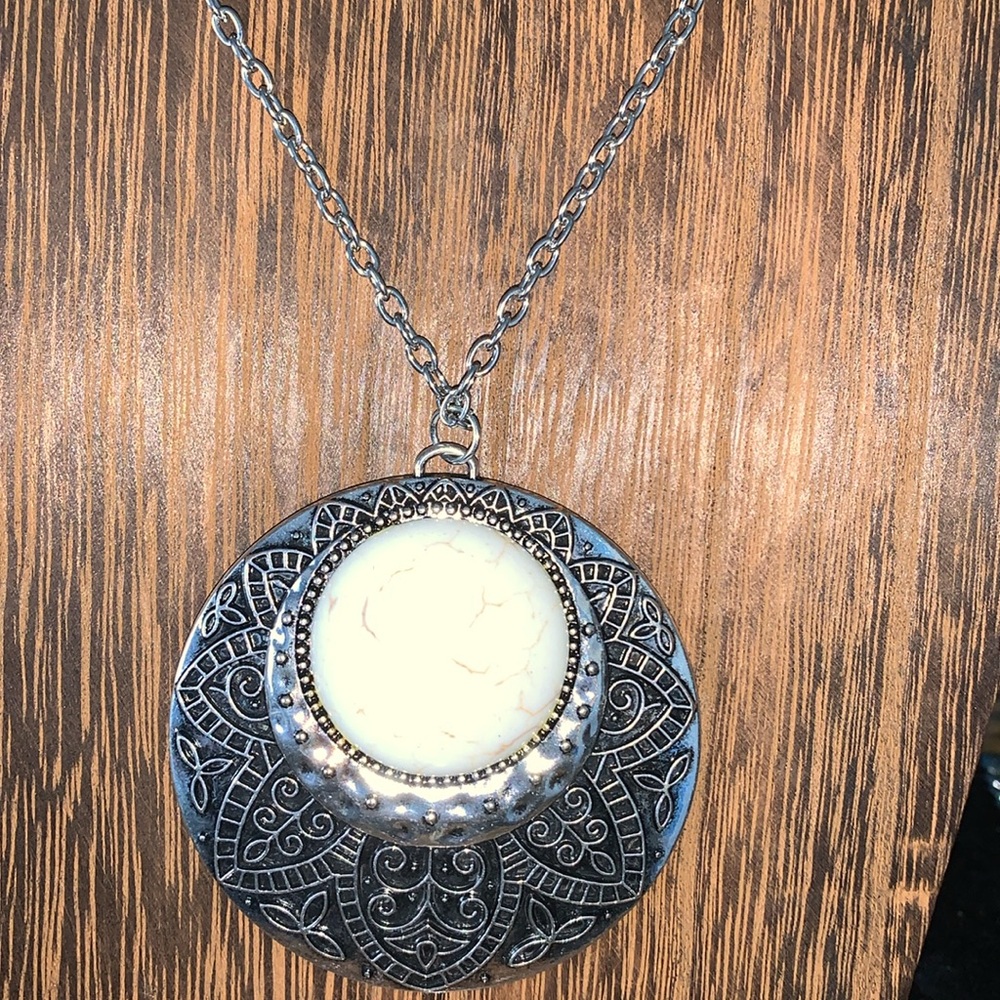 Turquoise long pendant necklace
